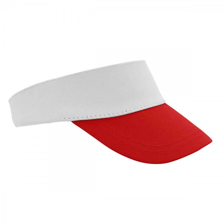 Beyaz Kırmızı Pamuk Gabardin Duo Visor Promosyon Tenisçi Şapkası